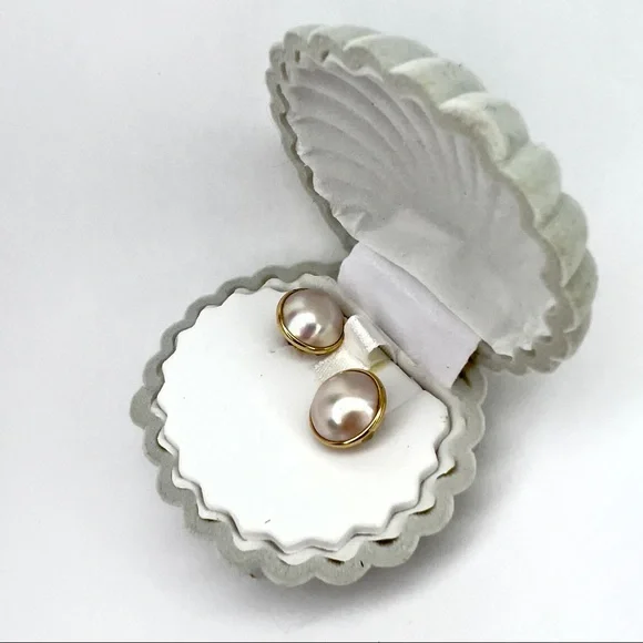 14K Yellow Gold stamped Set of Pearl Earrings